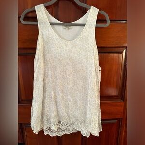 Via Signoria Silk Tank Top With Lace Edged Lining Size Small NWT